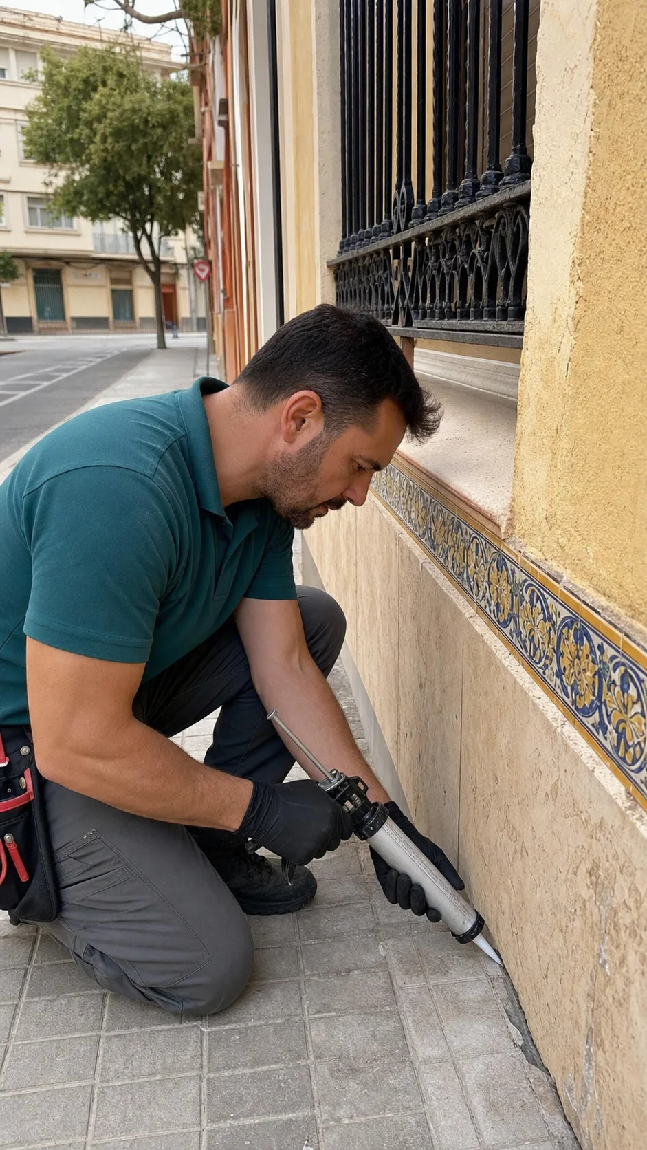 Sellado de grietas y accesos en una fachada